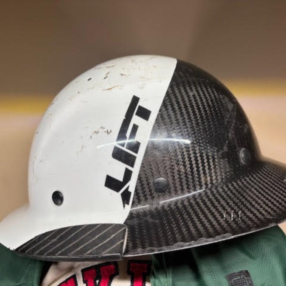 Lift Safety HDF-50C19WC Dax 50/50 Carbon Fiber Full Brim Hard Hat White-Black